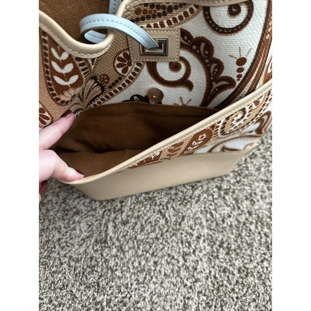 Spartina 449 Tapestry And Leather Bucket Bag Shoulder Purse
